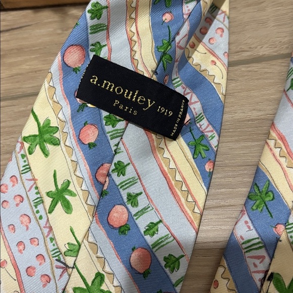 a. Mouley  1919 100% Silk Men’s Tie | Made in Paris | Vintage Clover Design | - Picture 3 of 4